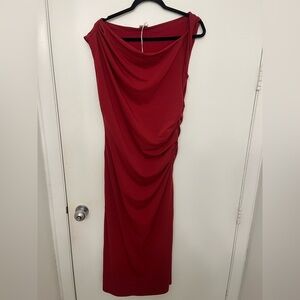 Abercrombie & Fitch Elegant One Shoulder Dress in Deep Red